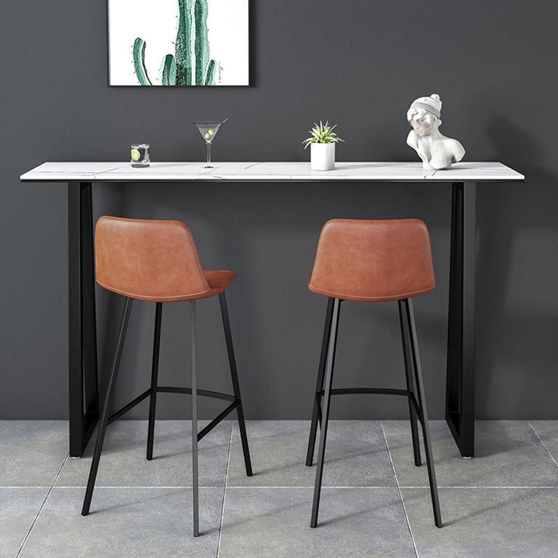Black and Metal Base Table Rectangle Industrial Sintered Stone Bar Table