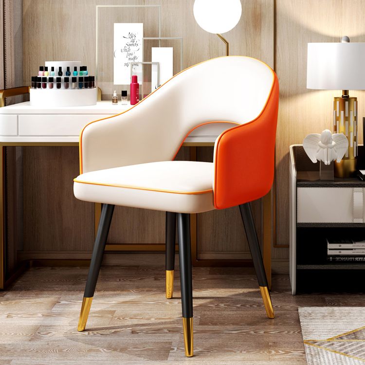 Inicio Sillón escandinavo Silla tapizada de comedor de metal con respaldo abierto