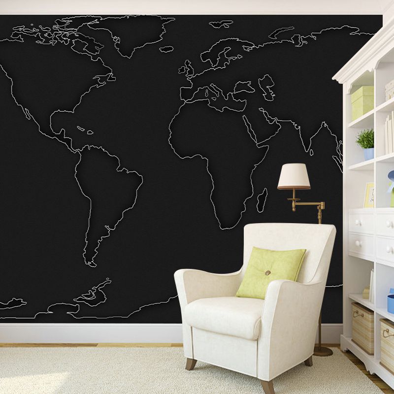Map Illustration Mural Decorative Eco-friendly for Home Decor
