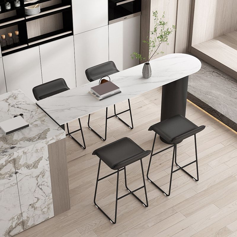 Glam Pub Height Dining Table Stone Top Pub Table for Patio Use