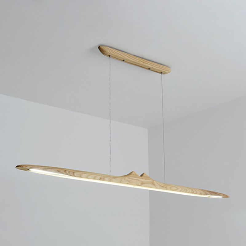 Wood Hanging Pendant Lights Nordic Modern Linear Hanging Lamps for Tea Room