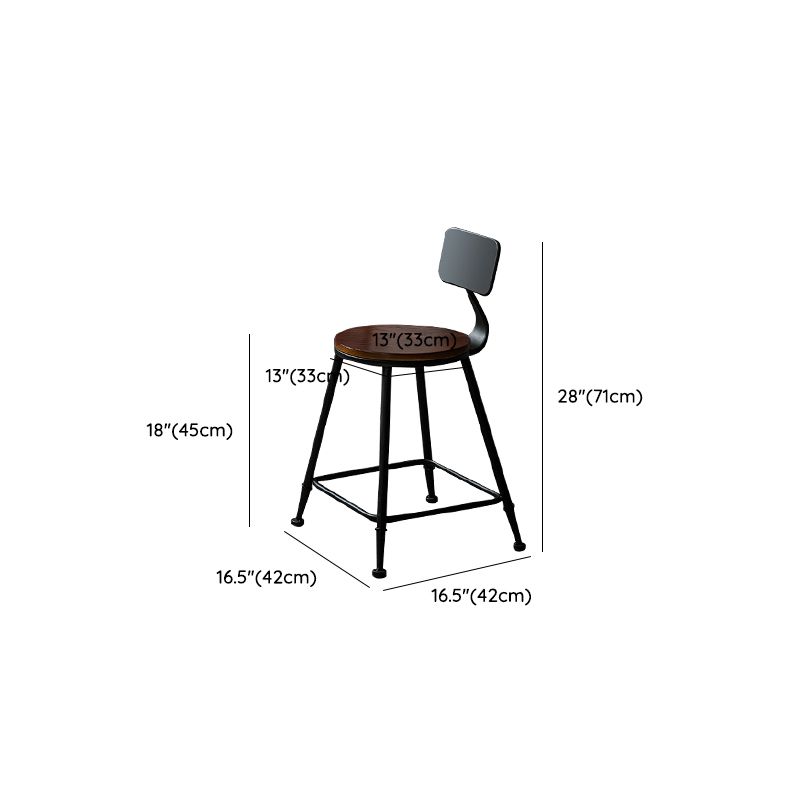 Contemporary Solid Wood Dining Stools Armless Bar Stools with Metal Base