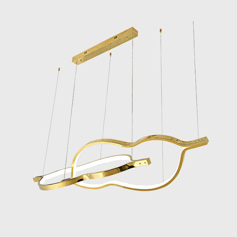 Metal Linear Shape Chandelier Light Modern Style 2 Lights Chandelier Light Fixture in Gold