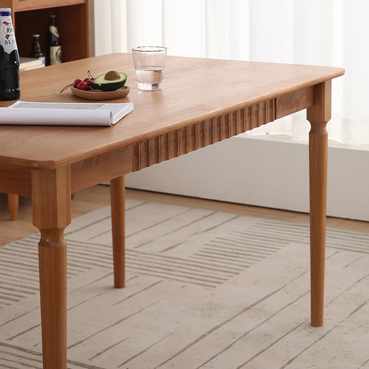 Contemporary Solid Wood Top Dining Room Set Built-in Drawer Design Dining Table Furniture