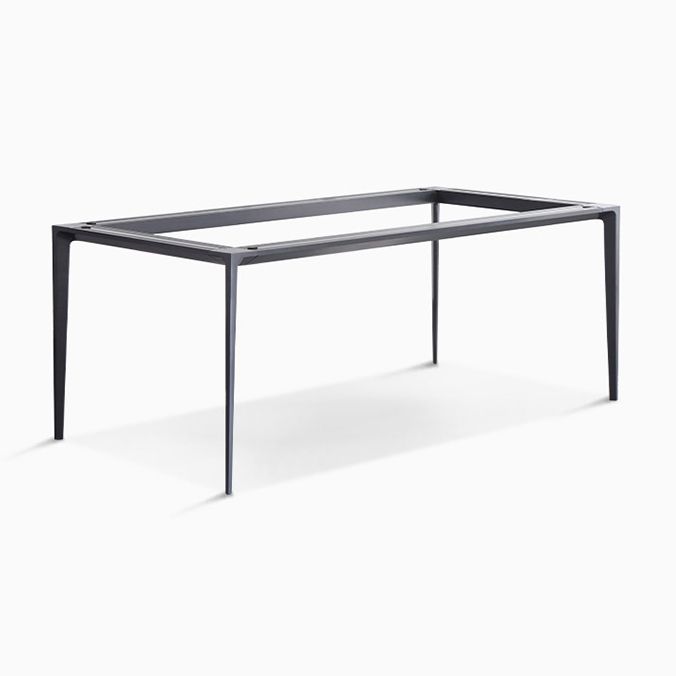 Metal Contemporary Rectangular Dining Table High Gloss White Sintered Stone Table with Metal Legs