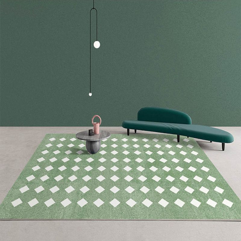 Modern Green Rug Polyester Circle Rug Stain Resistant Indoor Rug for Drawing Room