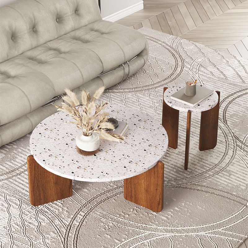 Stone Coffee Cocktail Table Modern 3 Legs Coffee or End Table