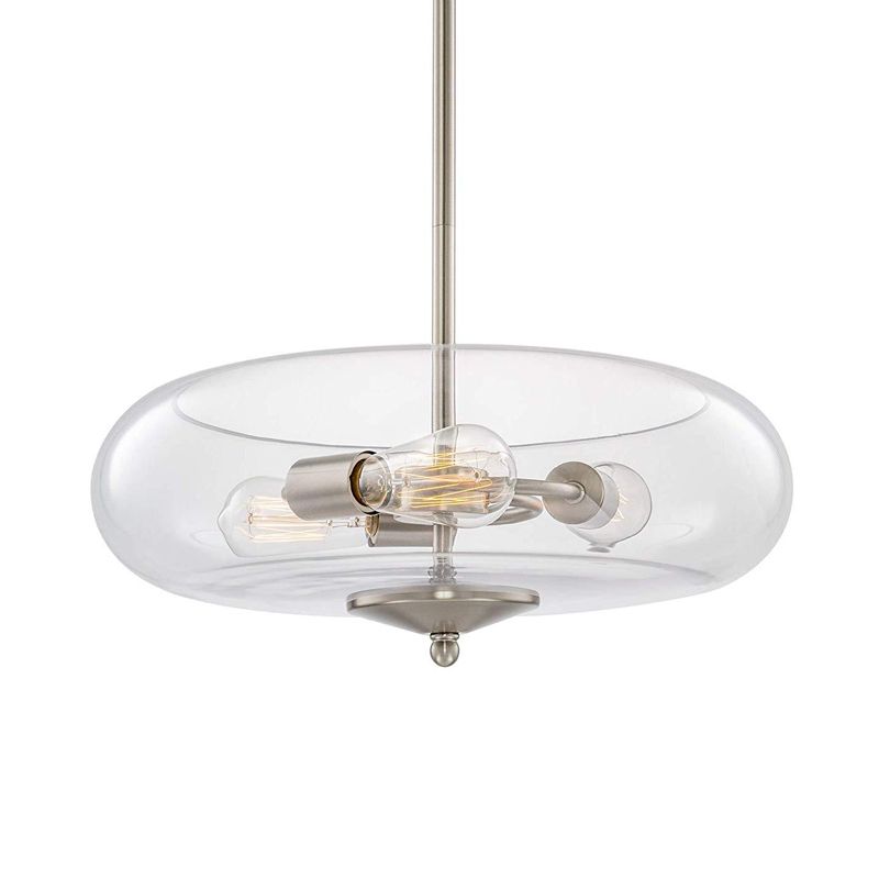 Chrome Fish Tank Chandelier Éclairage simple 3 lumières en verre transparent lampe de suspension en verre transparent pour le restaurant