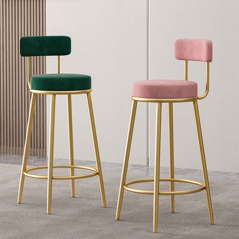 Scandinavian Round Seat Counter Stool Low Back Fabric Bar Stools