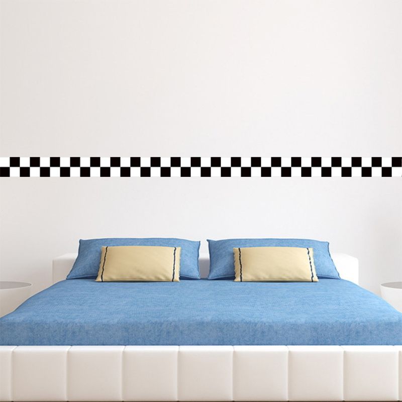 Black and White Checkered Wallpaper Border Easy Peel off Wall Decor for Living Room