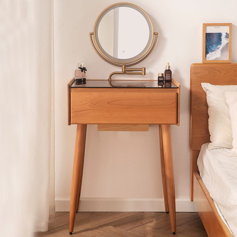 Contemporary Make-up Vanity Bedroom Glass Lighted Mirror with Drawer