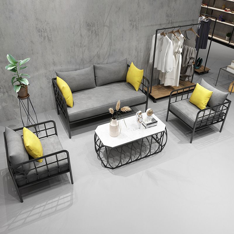 Contemporary Metal Square Arm Sofa  Fabric Cushions Sofa for Living Room