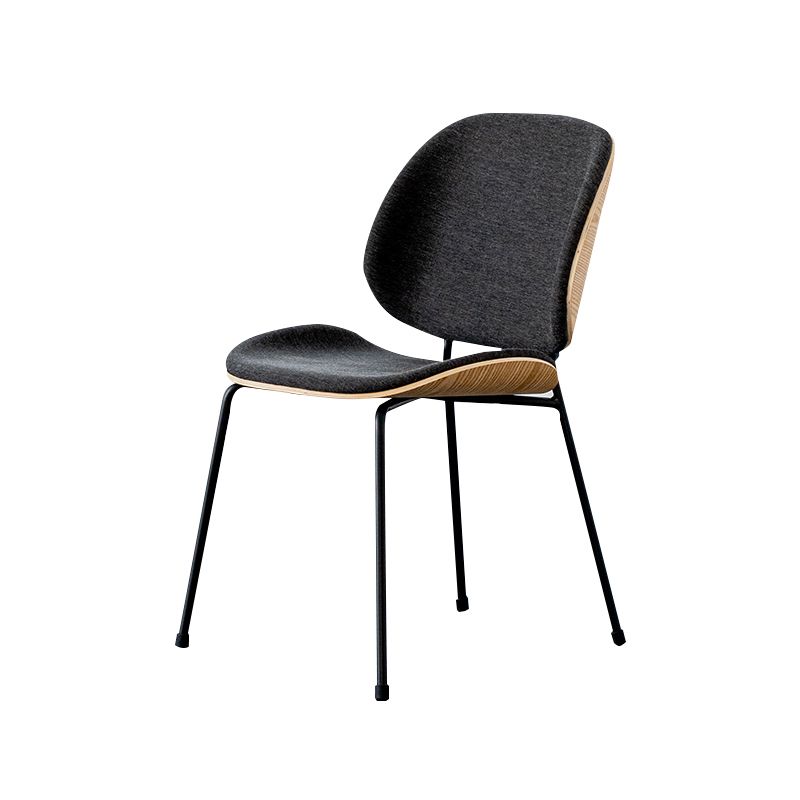 Minimalist Style Linen Fabric Dining Chair Open Back Dining Side Chair for Kitchen