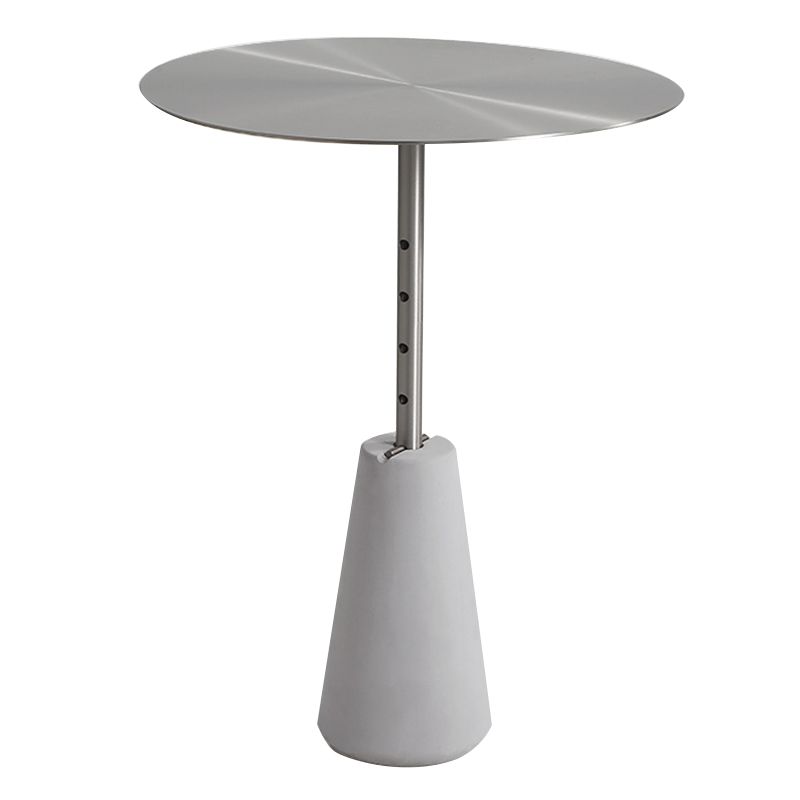 Pedestal  Antique Finish End Table, Glossy Contemporary Side Table