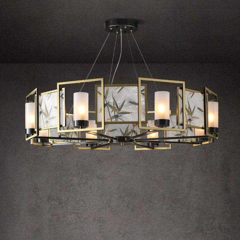 Contemporary Bronze Copper Hanging Chandelier Circle Ceiling Hanging Light Fixture