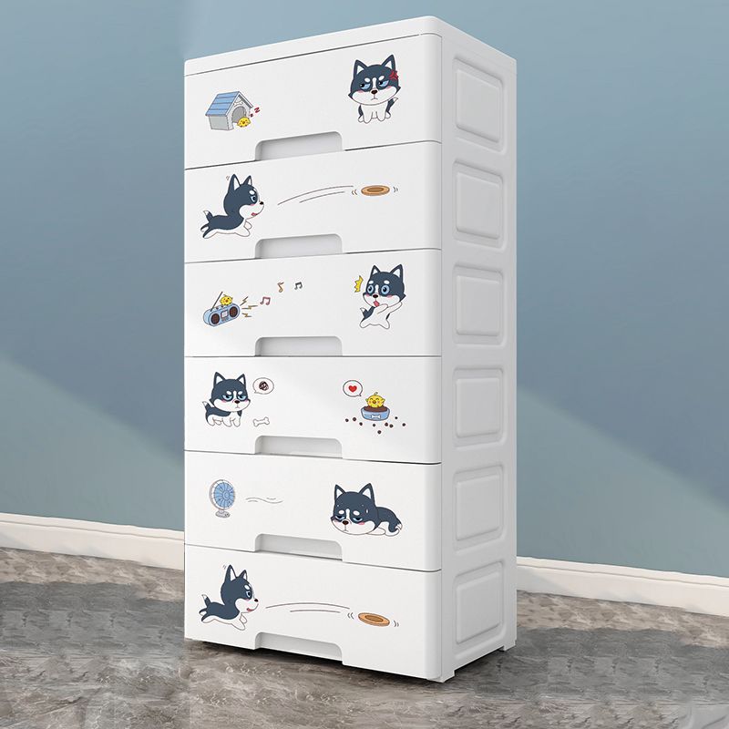 Contemporary Wardrobe White Color Plastic Wardrobe Closet with Drawers