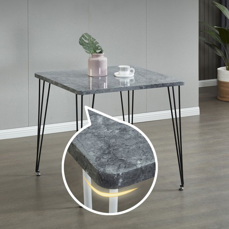 Square Sintered Stone Three-Color Dining Table Industrial 4 Legs Table for Dining Room