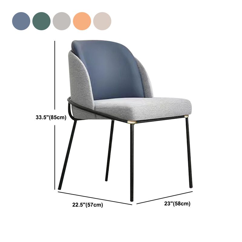 Modern Upholstered Armless Chair Fabric Dining Chair with Metal Base for Restaurant