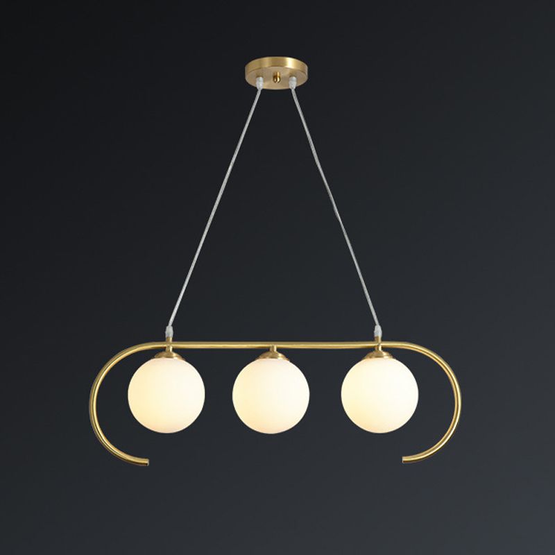 Modern Island Lighting Fixture Minimalist Glass Shade Hanging Light for Dining Room