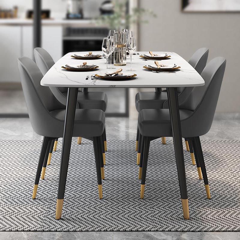 Modern Rectangle 1/2/5/7 Pieces Dining Set Stone Top Legs Indoor Dinette Set