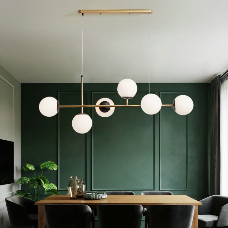 Modern Creative Globe Isola Light Iron Iron a 6 luci a sospensione Light With Glass Shade