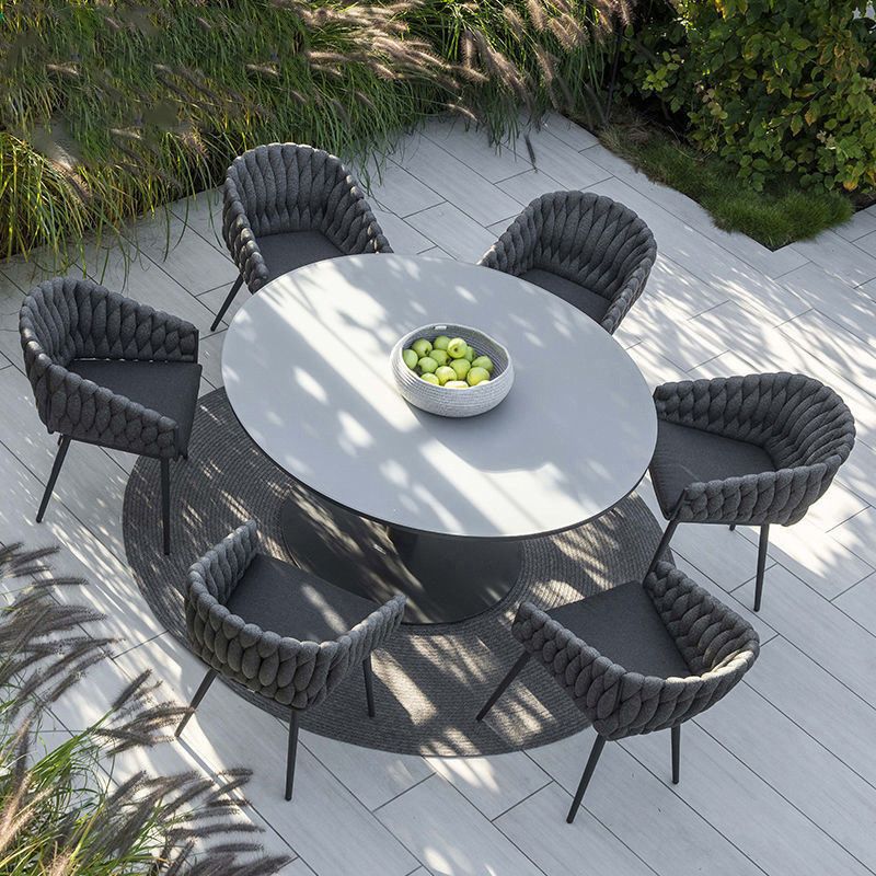 Modern Dining Table Set with Metal Base 1/7 Pieces Dining Table Set for Outdoor