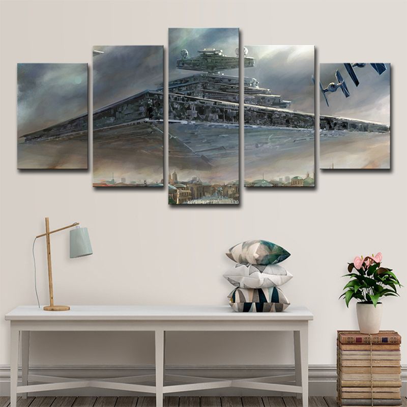 Star Wars Floating City Canvas Science Fiction Multi-Piece Wall Art Print in Brown