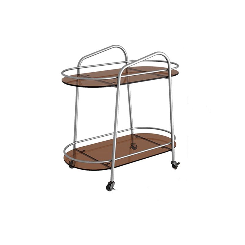 Modernistic Glass Top with Shelf Oval Double Tier Living Room Accent Side Table