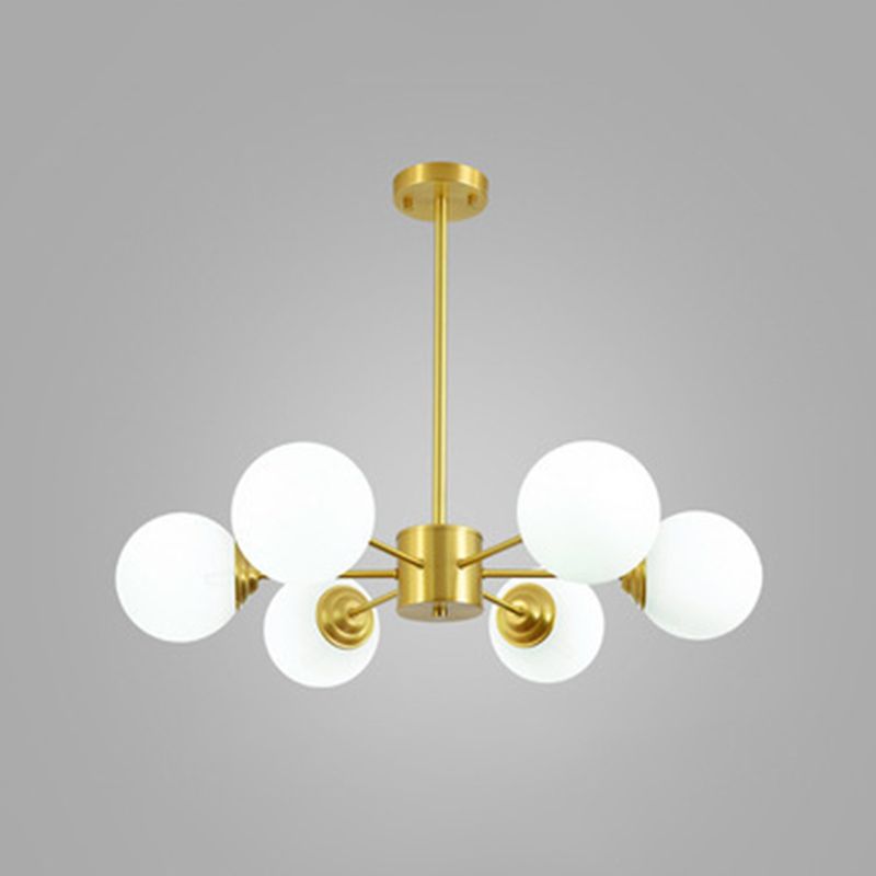 Nordic Simple Hanging Globe-Shaped Chandelier Pendant Light Milky Glass Ceiling Lights Fixture for Restaurant