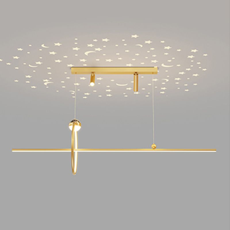 Contemporary Style Linear Island Lights Metal 5 Light Island Pendant Lights