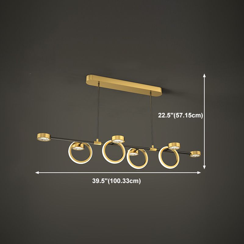 Gold Loops Island Light Postmodern LED Crystal Suspension Light for Dining Room