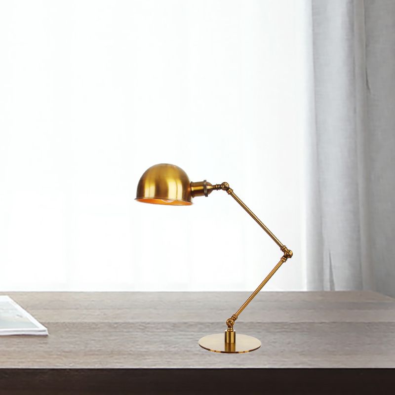 Lámpara de mesa de sombra de tazón dorada con estilo industrial 4 "/8.5" W 1 Lighting de mesa de metal ligero con brazo ajustable