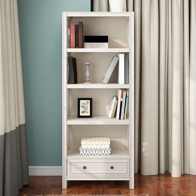 Wooden Standard Bookshelf Contemporary Closed Back Bookcase with Drawers