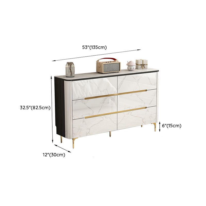 Stone Storage Chest Dresser Horizontal Storage Chest with 6 Drawers