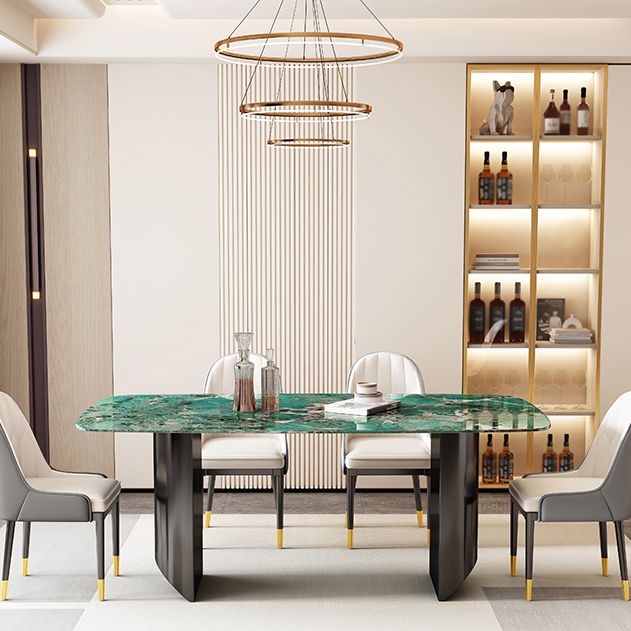 Double Pedestal Dining Table Rectangle Dining Table for Kitchen