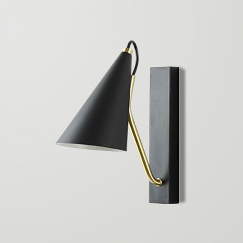 Single Contemporary Black/White Wall Mounted Sconce Metallic Shaded Wall Light