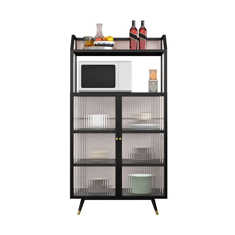 Glass Doors Curio Cabinet Metal Contemporary Display Stand with Doors