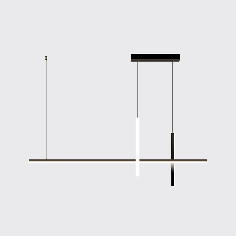 Modern Aluminium Island Lighting Fixtures Linear 3-Head Restaurant LED Suspension Lamp