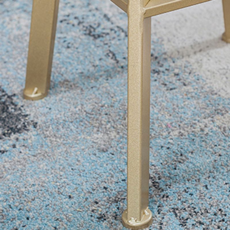 Backless Upholstered Bar Stool Metal Adjustable Height Bar Stool with Gold Legs