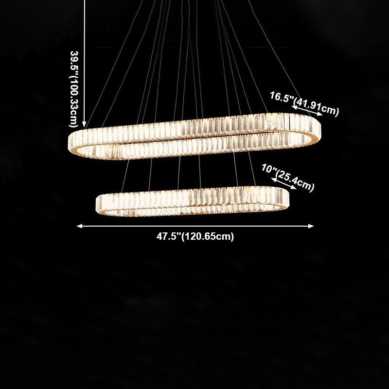 Contemporary Island Light Oval-Shaped Crystal Island Pendant Lights for Kitchen