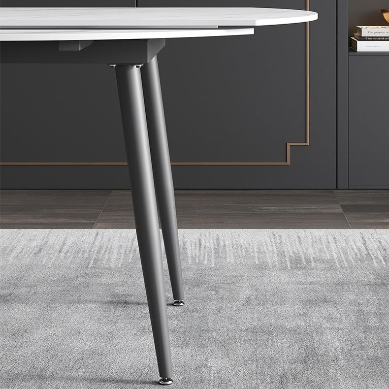 Uitschuifbare ronde tafel van gesinterd stenen blad voor restaurant Moderne eettafel met 4 poten
