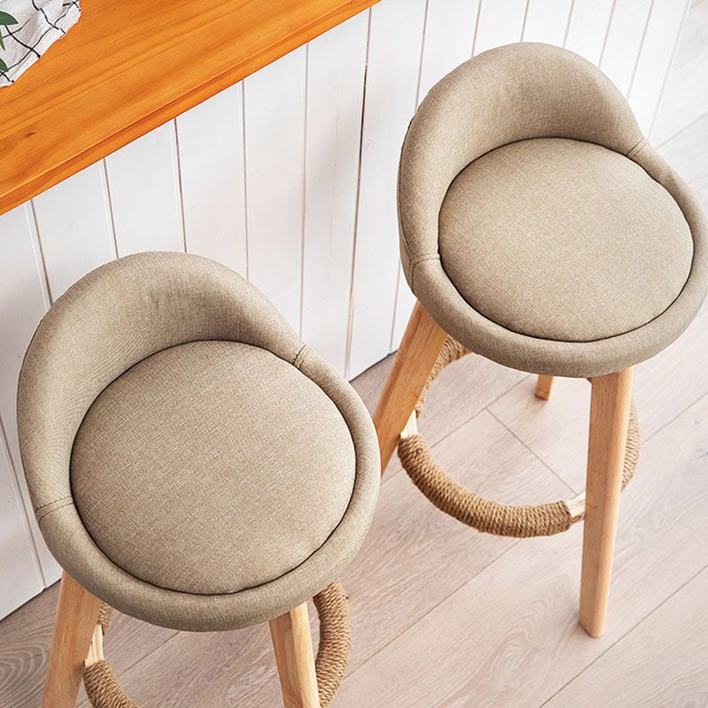 Scandinavian Restaurant Footrest Stool Matte Finish Upholstered Bar Stools