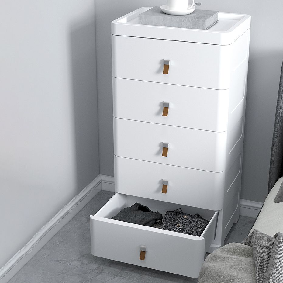 Contemporary Grey / White Chest Plastic Chest with Drawers for Bedroom