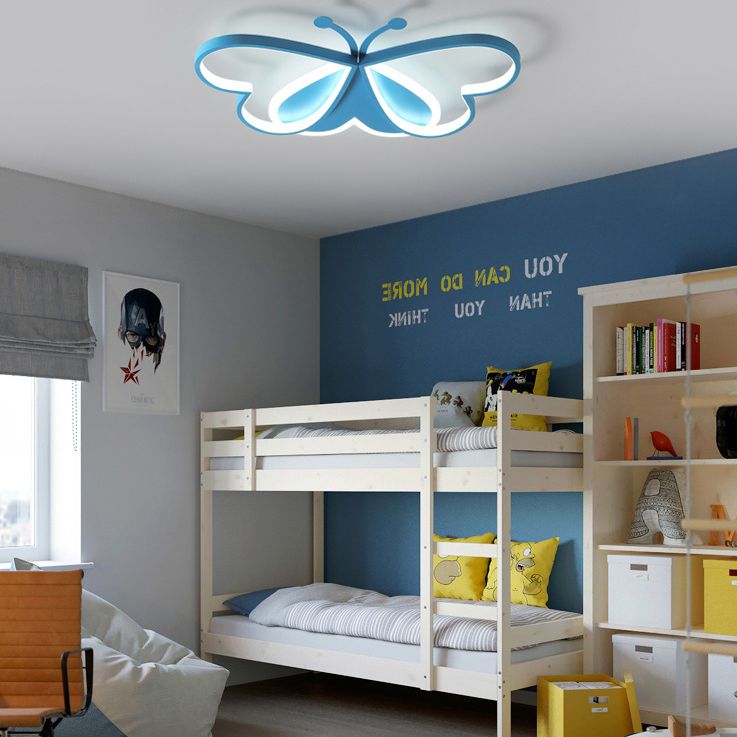 Butterfly Flush Mount Ceiling Light Fixtures Kids Metal Ceiling Mount Chandelier for Bedroom