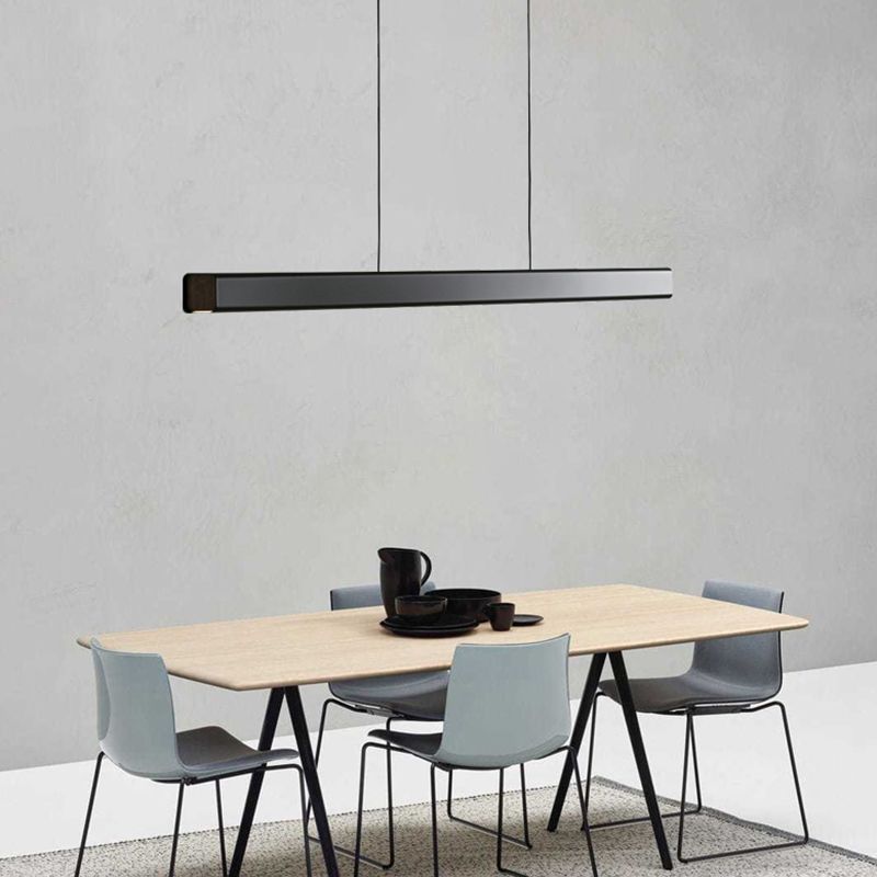 Rectangle moderne LED Island Chandelier 1-Light Office Pendant Lighting avec une teinte acrylique