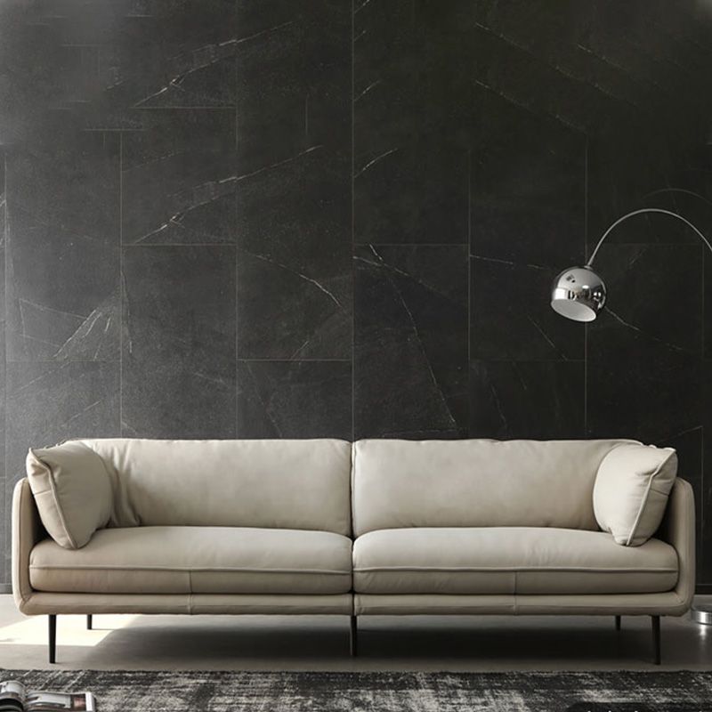 Faux Leather Sofa 31.49" High Tuxedo Arm Sofa with Loose Back