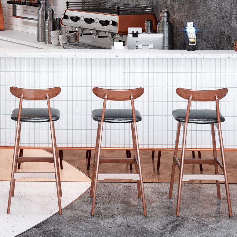 Scandinavian Restaurant Rubberwood Stool Matte Finish Upholstered Bar Stools