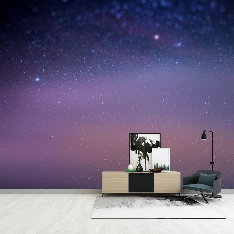 Modern Star and Dust Mural Purple-Blue Astronomy Wall Decoration for Living Room
