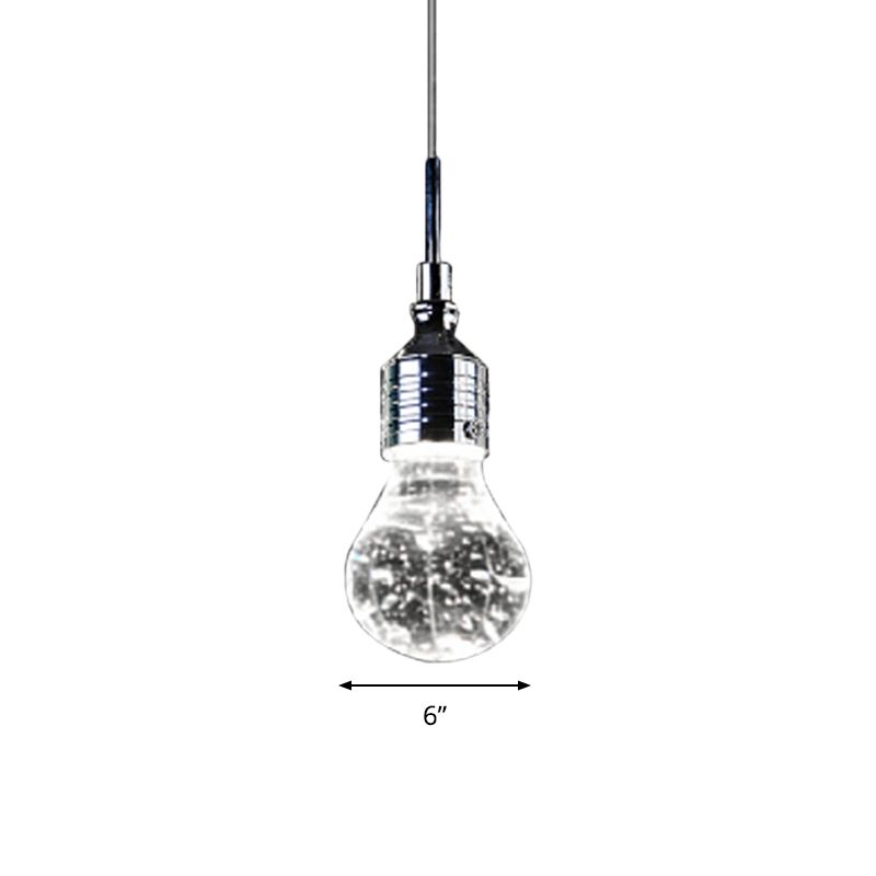 Luz de techo colgante en forma de bombilla metal contemporáneo y luz de cristal de burbujas transparente luz colgante de colgantes en luz cálida/blanca