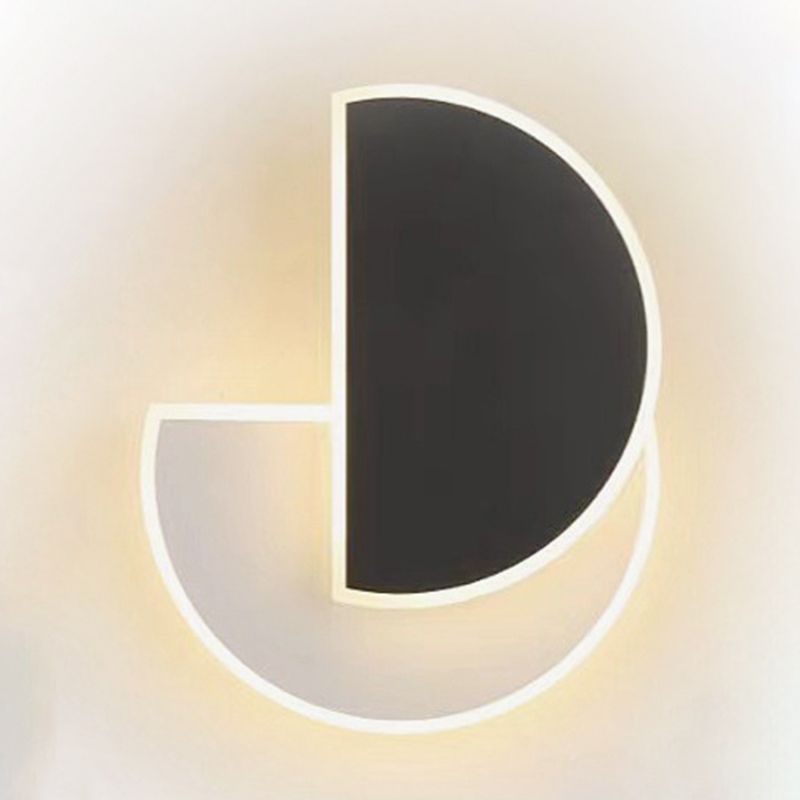 Semicircle Shape Wall Lamp Modern Style Acrylic 1 Light Sconce in White and Black